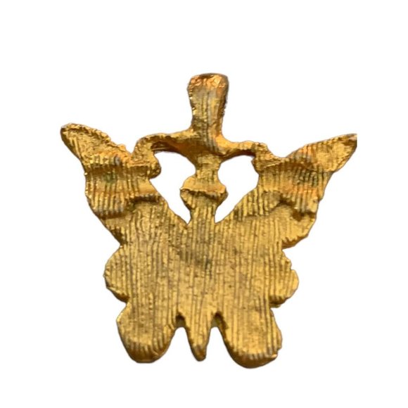 Vintage Goldtone Butterfly Pendant Ivory Enameled Small 1" - Picture 4 of 4